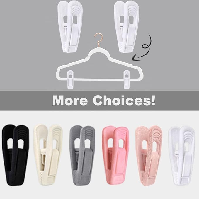 White Velvet Hangers Clips 40 PCS, Pants Hangers Velvet Clips Easily Add to Velvet Hanger, Skirt Suit Pants Clothes Velvet Hangers, Baby Kids Hangers Clips