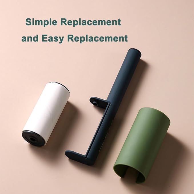 Sticky Lint & Pet Hair Remover Roller - 4 Adhesive Sheets Included (3 Refills) for Clothes, Furniture & Cars | Anti-Slip Handle, Dust-Proof Cover (Green)