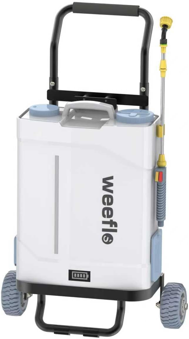 Weeflos Battery Powered Backpack Sprayer,4 Gallon Electric Sprayer with Wheeled Cart, 100 PSI High Pressure, 2X 21V Rechargeable Batteries,Garden Sprayer for Outdoor Cleaning & Washing
