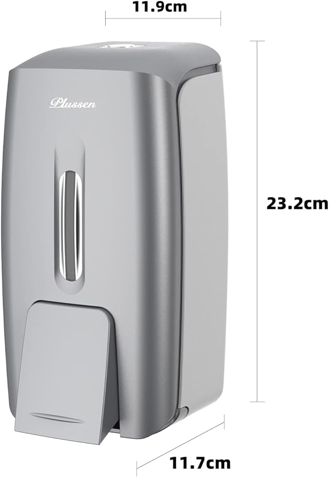 Soap Dispenser Wall Mount Adhesive Commercial Soap Dispenser 800ml No Drill Hand Sanitizer Dispenser for Bathroom Support Liquid and Gel,Silver-PN9088