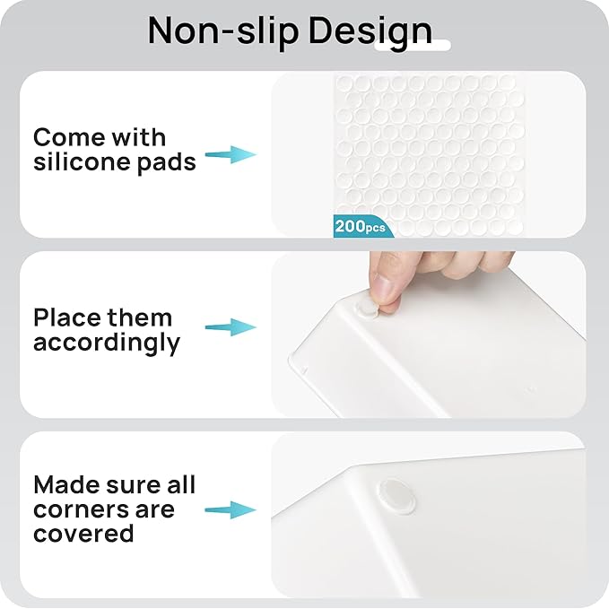 Vtopmart 44 PCS Plastic Drawer Organizers Set, 4-Size Versatile Bathroom and Vanity Organizer Trays, Non-Slip Storage Containers for Makeup, Jewelries, Bedroom,Kitchen Utensils and Office, White