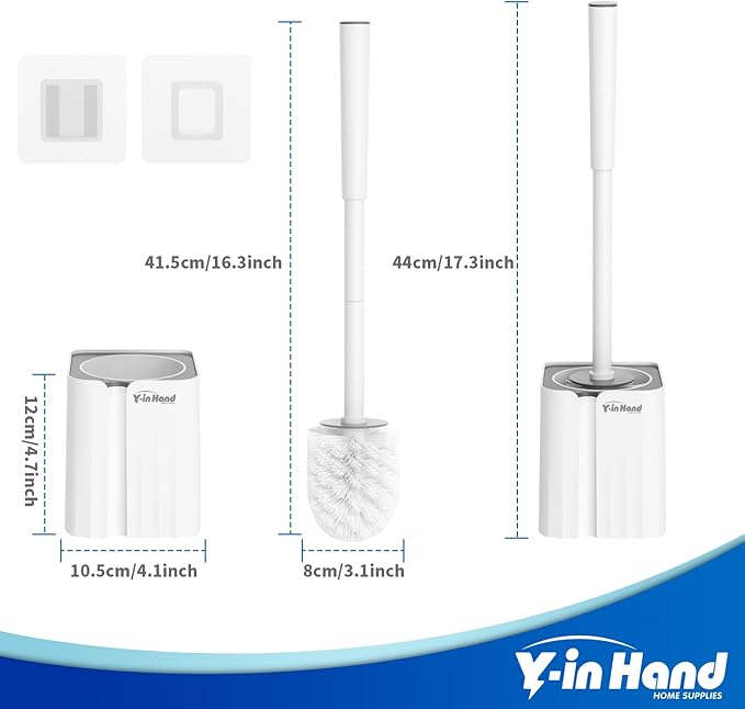 Toilet Bowl Brush and Holder Set, Compact Toilet Scrubber Brush for RV and Bathroom Cleaning, Durable Classic 360°PP Bristle, Drip-Proof, Wall Mountable.(White)