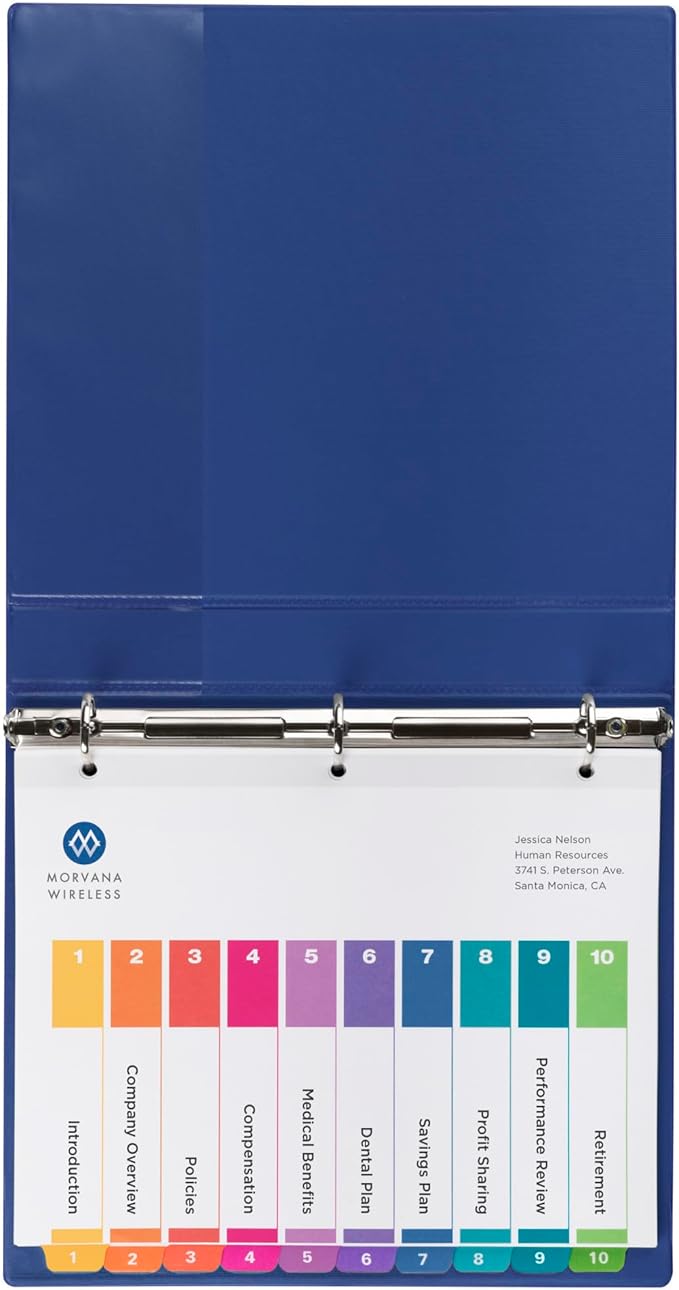 Avery Dividers for 3 Ring Binders, 10 Tabs per Set, Customizable Table of Contents, Multicolor Tabs, Great for Organizing Reports, Projects, and More (3 Sets of 11072)