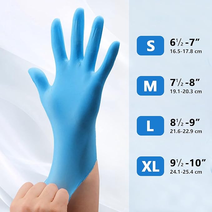 Nitrile Gloves Disposable, Latex and Powder Free Cleaning Rubber Gloves, 4 Mil Thick Safe for Food Prep, Cooking, Exam