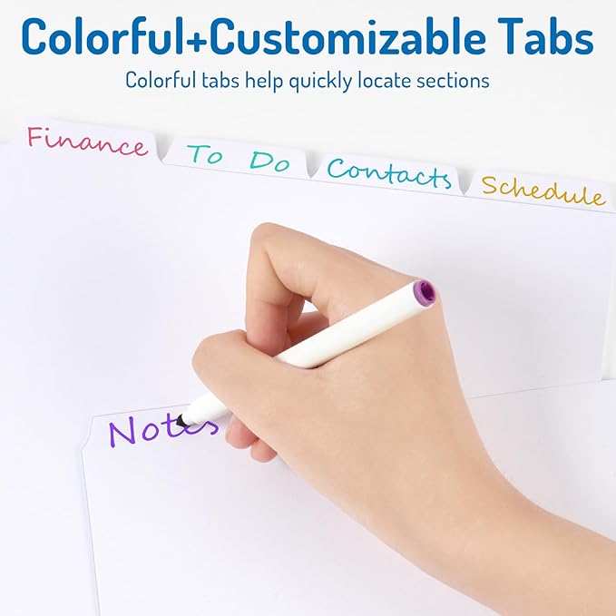 Forvencer Blank Writable Binder Dividers, 1/5 Cut Tabs, 3 Hole Punch Dividers with Reinforced Edge, Binder Dividers with Tabs, Letter Size, 3 Sets, 15 Dividers, White