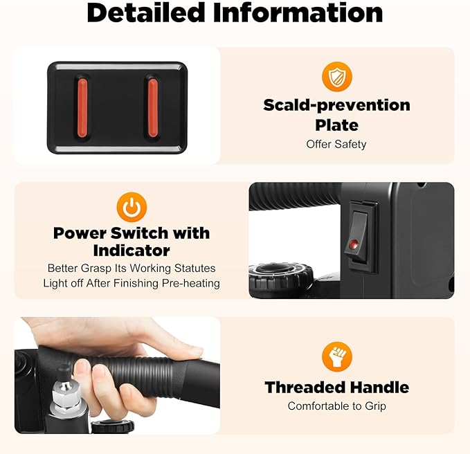 1200W Industrial Steam Iron with Dry & Steam Function – 5-Temp Settings, 0.79Gal Water Tank, Anti-Scald Plate for Garment Factories, Clothing Shops, Dry Cleaners and Hotels