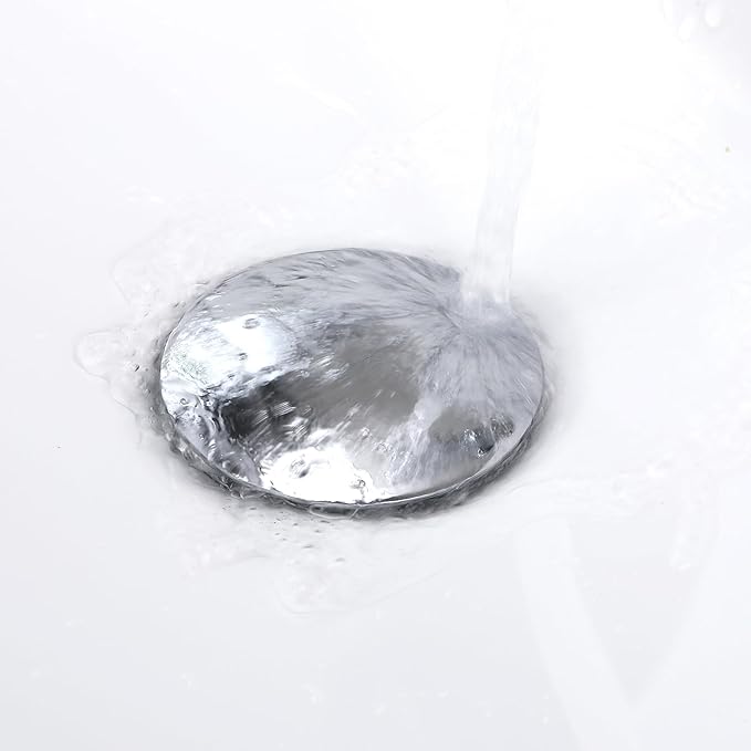Pop up Sink Drain Stopper for Bathroom Vessel Vanity Sink Art Basin Chrome, Big Cap Without Overflow, Metal Pop-up Drain Strainer with Detachable Basket Stopper