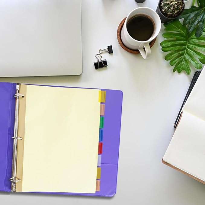 Binder Divider, PANDRI 120 Pack Binder Index Dividers with 8 Insertable Multicolor Big Tabs, Letter Size Paper Binder Divider for School Office Home Business