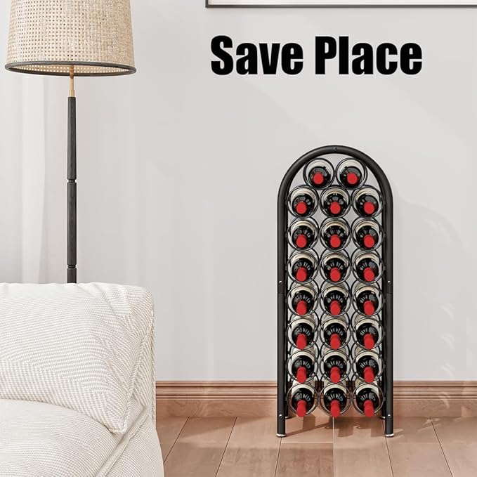 Wine Rack Freestanding Floor Metal Holders Stands Organizer Storage 23 Bottles Black