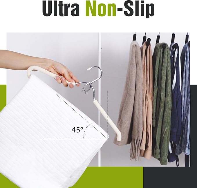 Spring Fever Foam Padded Clothes Hangers with Hooks - Sponge Non Slip Chrome Plating Heavy Duty Space Saving Open Ended for Women Men Pants Coat Green-Grey 5 Pack & Beige 5 Pack