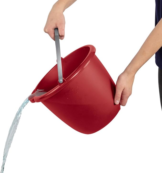 Sterilite 10 Qt Spout Pail with Handle, Bucket for Household Cleaning, Washing the Car, and Mopping, Spout to Easily Pour Water, Red, 12-Pack