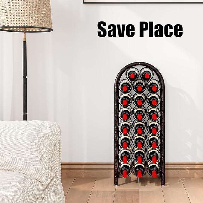 Wine Rack Freestanding Floor Metal Holders Stands Organizer Storage 23 Bottles (Brown)