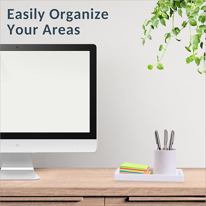 Countertop and Vanity Tray - Small 7.7” Silicone Tray for Soap Dispenser, Bathroom Trays, Dish Soap Trays for Kitchen Counter, Sink Caddy Sinks Organizer, Soaps Dish & Sponge Holder, White