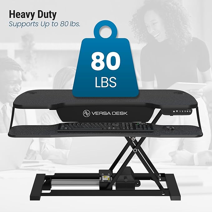 VERSADESK® PowerPro™ Elite 36” - Electric Adjustable Desk Converter with Programmable Controller and USB Hub. Mobile App Controllable. Removable Keyboard Tray - Powerful Riser Lifts 80 lbs – Black