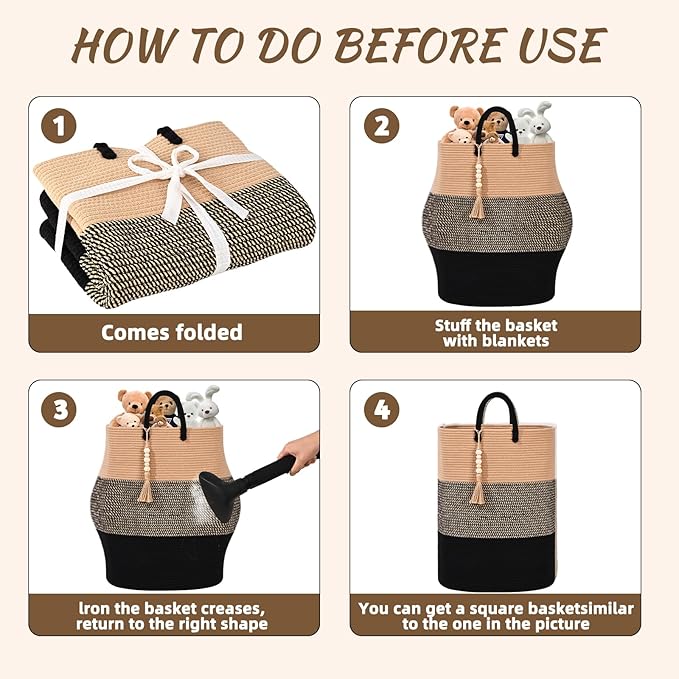 Woven Laundry Basket for Clothes, 100 L Large Rectangle Laundry Hampers, Nursery Storage Basket for Toys, Tall Dirty Clothes Hamper for Bedroom Aesthetic, Bathroom, Laundry Room