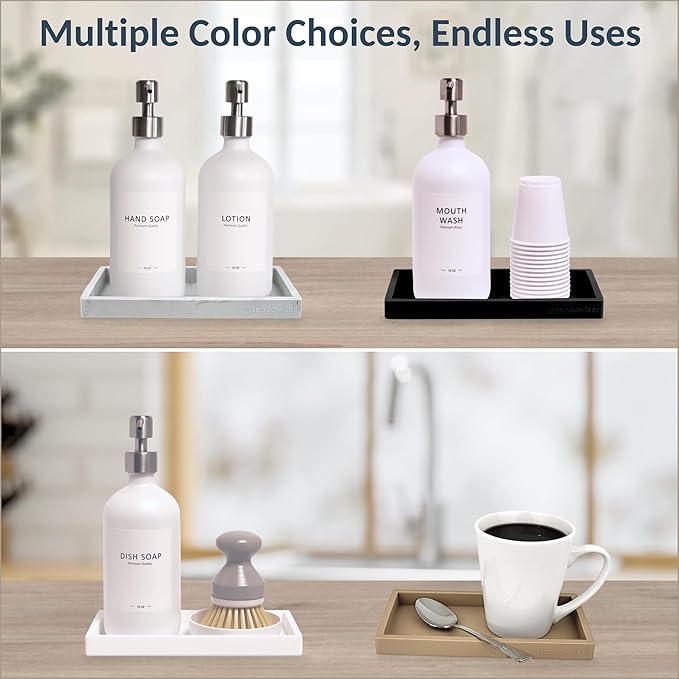 Countertop and Vanity Tray - Small 7.7” Silicone Tray for Soap Dispenser Bottles, Bathroom Trays, Kitchen Sink Trays, Sink Caddy Kitchen Sinks Organizer, Soap Dish & Sponge Holder Mat