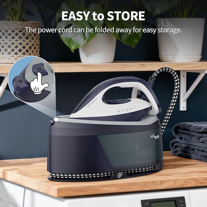 Steam Iron for Clothes,1500W Professional Steam Station,67.62oz Water Tank,Auto Shutoff,Self-Clean,ECO Mode, Iron Steamer with Ceramic Soleplate for Various Fabrics, Lock For Easy Carry