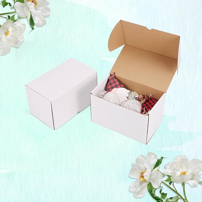 WIFTREY 10x6x6 White Shipping Boxes Set of 20, Corrugated Cardboard Box 10 x 6 x 6 for Mailing Packing Gifts, Shipping Small Business