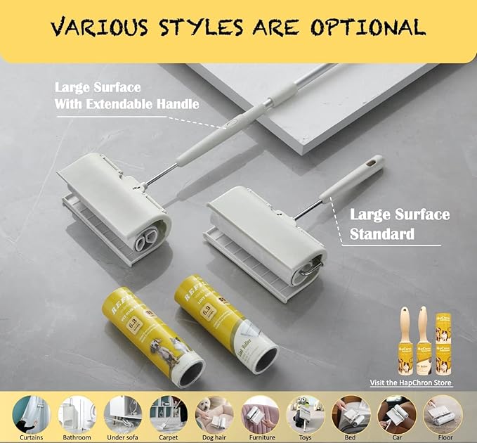 Large Surface Lint Roller Extra Sticky Refills, Total 240 Easy Tear Sheets, Insert Tube Measures 1.5" and Fits Most Supersize 6.3'' Wider Lint Roller, Works Great On Pet Hair(Pack of 4)