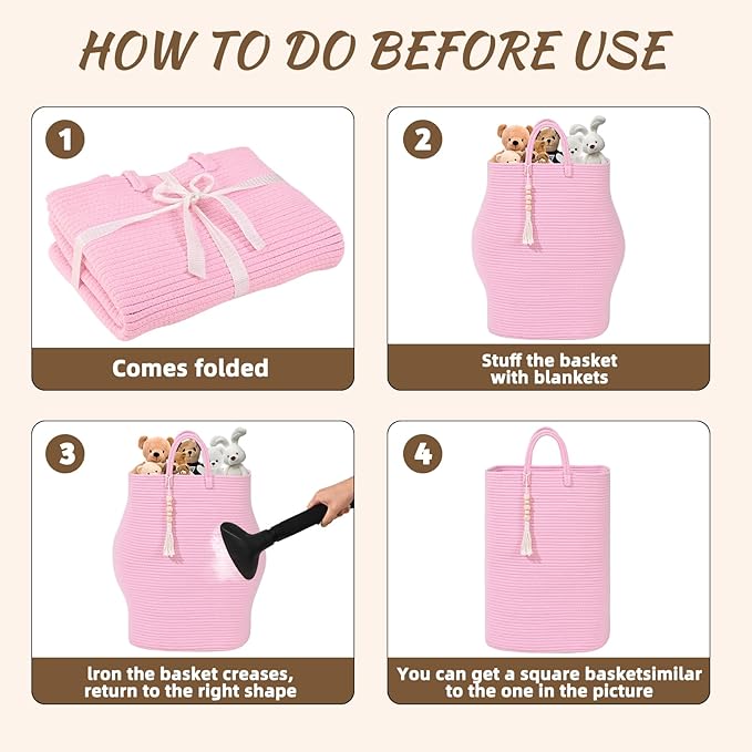 Woven Laundry Basket for Clothes, 65L Large Rectangle Laundry Hampers, Nursery Storage Basket for Toys, Tall Dirty Clothes Hamper for Bedroom Aesthetic, Bathroom, Laundry Room