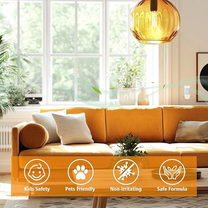 Plug in Air Freshener Starter Kit with Warmer – 9 Scented Oil Refills + 1 Diffuser in Jasmine, Hawaiian, Cotton, 5.94 Fl Oz, Compatible with Air Wick & Glade, Not Include Glade Plus