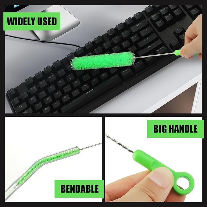 Long Straw Cleaning Brushes 10.5" Baby Bottle Cleaning Brushes,10 Different Diameter Bottle Brush,Detachable Clip Home Bottle Cleaning Brushes for Sippy Cup,Water Bottle,Teapot,Espresso Machines