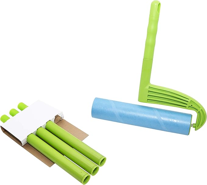 Leo 10-Inch Wide Lint Roller with Extendable Handle, Includes 1 Refill (25 Sheets), Extra Sticky for Pet Hair, Carpet & Floor Cleaning (1 Mega Roller)