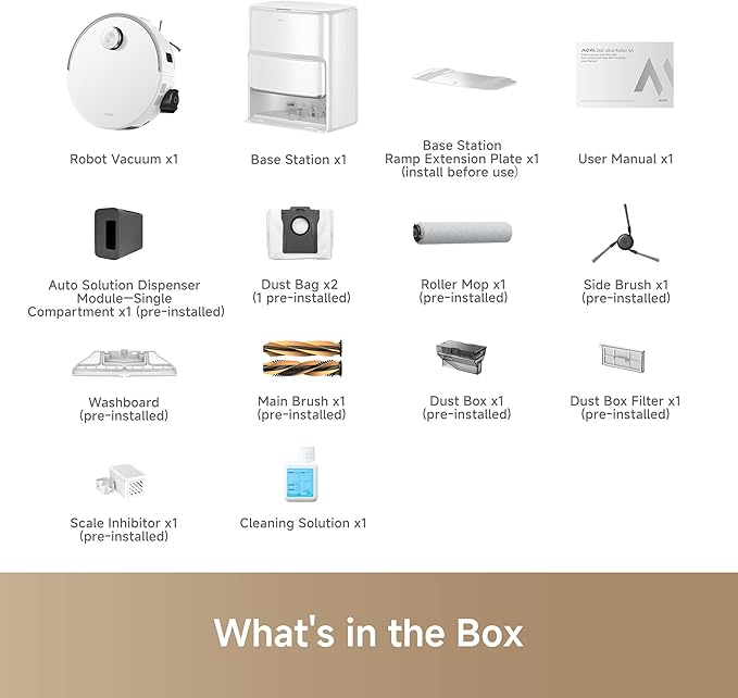 Mova Z60 Ultra Roller SA Robot Vacuum and Mop, 26,000Pa Suction, Warm Water Mopping & Extending Roller, All-in-One Hand-Free Station, Triple Anti-Tangle Mechanisms, Auto Carpet Shield, Voice Control