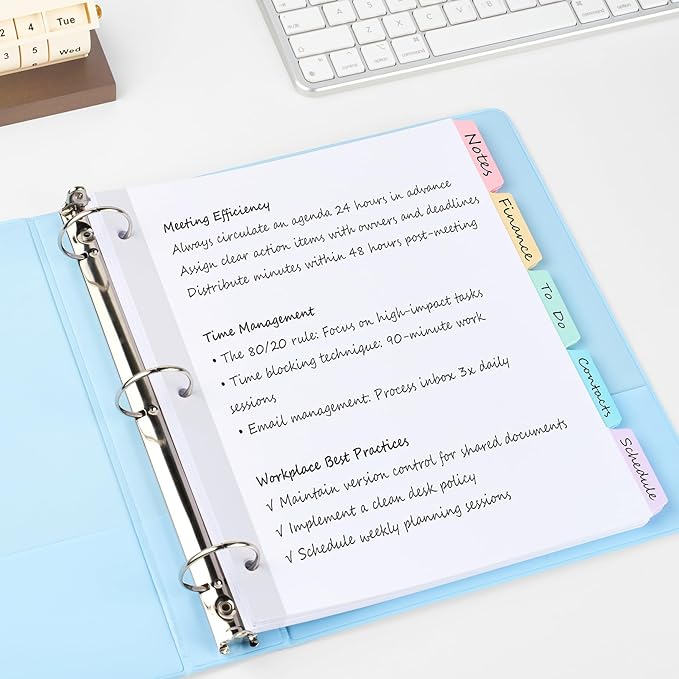 Forvencer Blank Writable Binder Dividers, 1/5 Cut Tabs, 3 Hole Punch Dividers with Reinforced Edge, Binder Dividers with Multicolor Tabs, Letter Size, 12 Sets, 60 Dividers