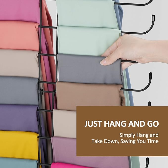 ZEDODIER Legging Organizer for Closet, 2 Pack Rotatable Yoga Pants Hanger for Women's XS-XL and Girls' Leggings, Holds Up to 40 Pairs, Space-Saving Closet Organizers and Storage, Black