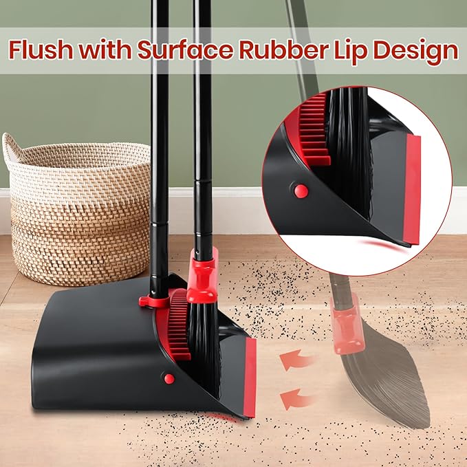 TreeLen Broom and Dustpan Set for Home,Upright Broom and Dustpan Combo Sweep Set
