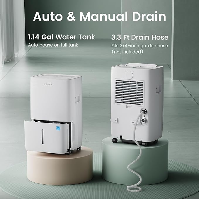Waykar 80 Pints 2025 Energy Star Dehumidifier for Spaces up to 5,000 Sq. Ft for Basement and Home, Large Room with Drain Hose and 1.14 Gallons Water Tank