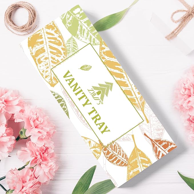 ZHWS Bathroom Vanity Tray for Perfume Decor Toilet Tank Candle Toiletries, Kitchen Tray for Soap Dispenser Spice Salt Coffee, Bamboo Nightstand Tray 11.3”x4.4” (Pink)