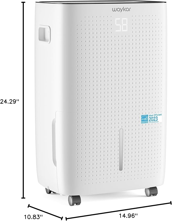 Waykar 150 Pints 7,000 Sq. Ft Energy Star Dehumidifier with Drain Hose for Commercial and Industrial Large Rooms, Home, Basements, Storages, Warehouses and Bedrooms