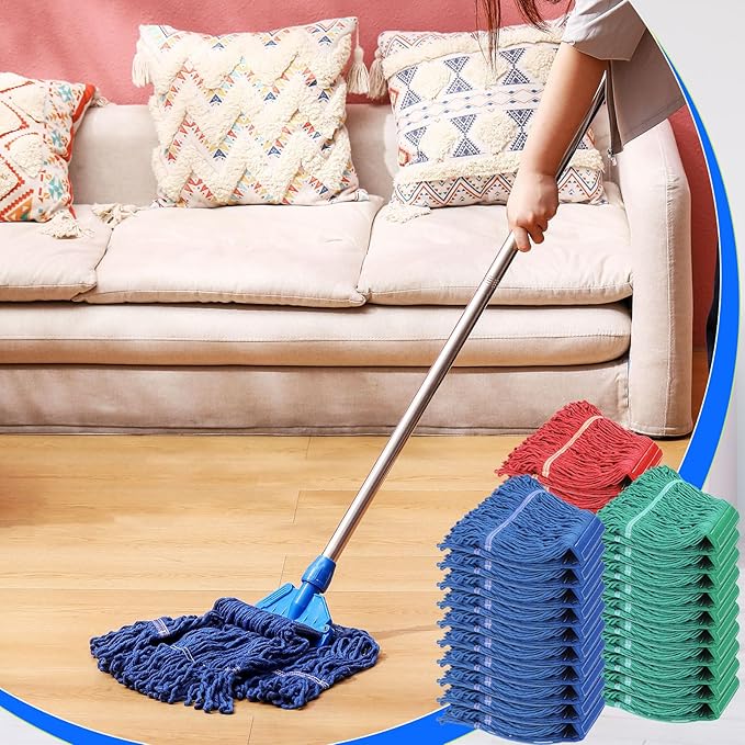 Roshtia 30 Pieces Commercial Mop Head Replacement Floor Cleaning Wet Mop Heads Heavy Duty Large Cotton String Sweeper Refills for Industrial Home Use (Multicolor)