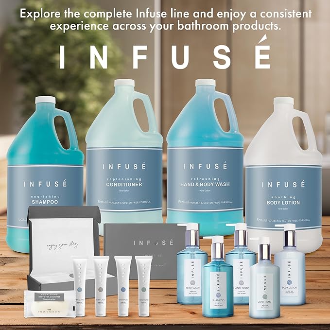 1 Liter Hand Wash Refill Bag For Soap Dispensers | Bulk Toiletries for Vacation Rentals, and Home Bathroom Showers | White Tea and Coconut | Set of 12