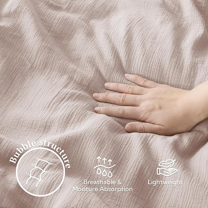 MILDLY Muslin Duvet Cover Twin - 100% Washed Cotton Linen Like Gauze Comforter Cover 2 Pieces Breathable & Lightweight for All Season