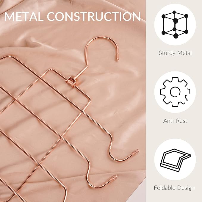 ZEDODIER Tank Top Hanger Space Saving, Bra Hangers for Closet Organizer, Hanging Bra Organizer Tank Tops Holder with 8 Hooks, Closet Organizers and Storage Small Space Solutions, Rose Gold