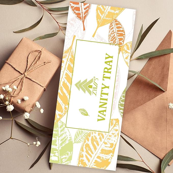 ZHWS Bathroom Vanity Tray for Toilet Tank, Perfume, Jewelry, Candle, Makeup, Decorative Tray, Kitchen Tray Counter Organizer for Soap Dispenser, Coffee Table Brown 11.3”L x 4.4”W x 1.14”H