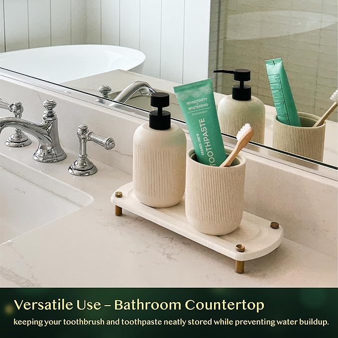 2PCS Water Absorbing Stone Soap Tray for Kitchen Bathroom Sink, Quick Dry Diatomaceous Earth Drying Rack and Shower Caddy, Soap Dispenser and Sponge Holder Organizer for Countertop, TWINKLE MOMENT; Pure White