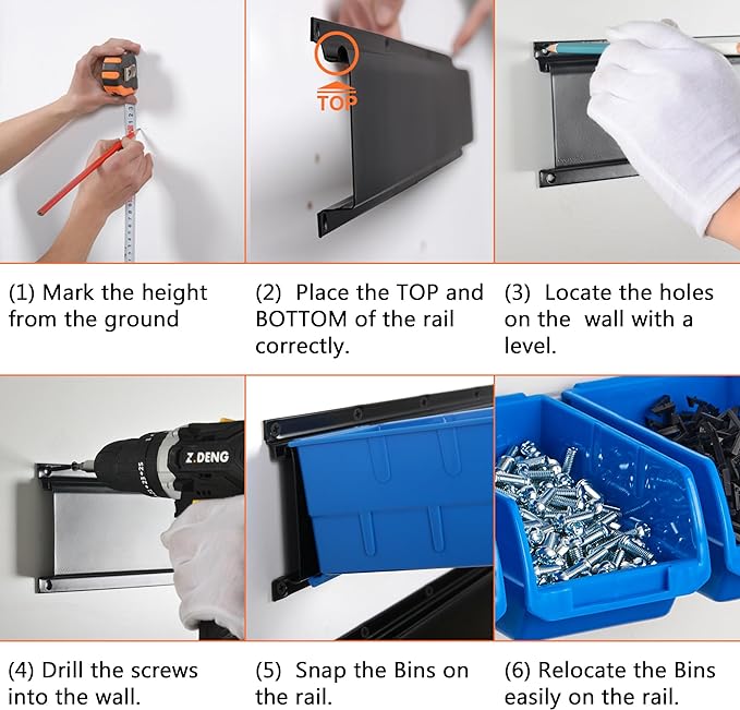 Wallmaster 8-Bin Storage Bins Garage Rack System 2-Tier Orange Tool Organizers Cube Baskets Wall Mount Organizations (Blue)