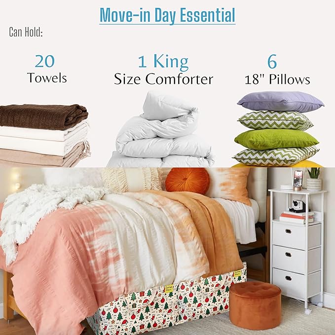 VENO 4 Pack Moving Bags and Large Christmas Decoration Storage Bins with lids. Alternative to Moving Boxes, Packing Supplies for College. Heavy Duty Totes (Jingle Mix, 4 Pack)