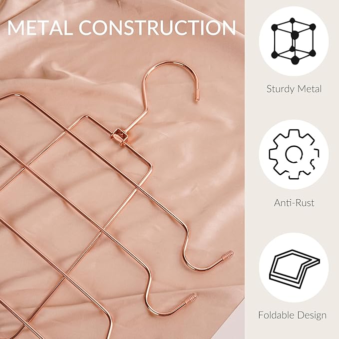 ZEDODIER 3 Pack Tank Top Hanger Space Saving, Bra Hangers for Closet Organizer, Hanging Bra Organizer Tank Tops Holder with 24 Hooks, Closet Organizers and Storage Small Space Solutions, Rose Gold