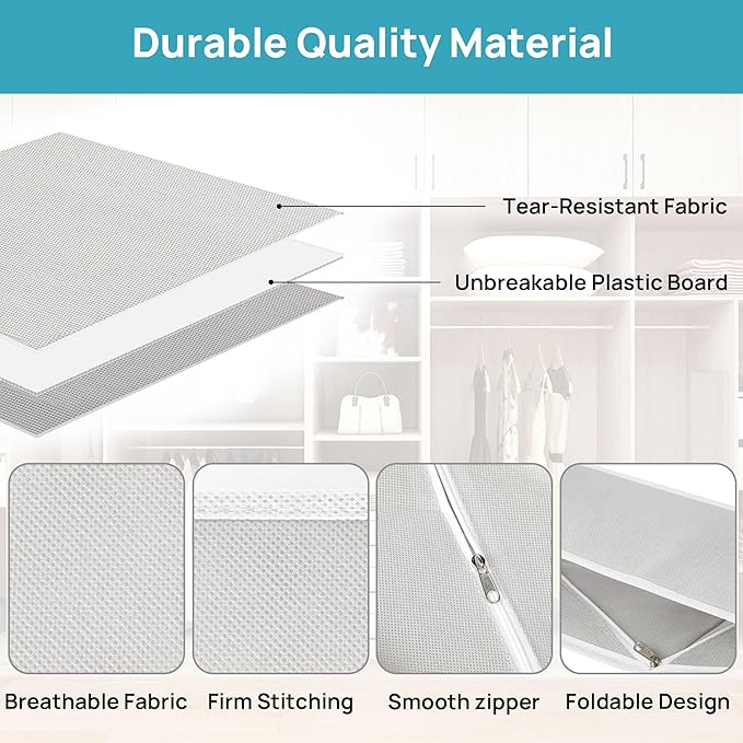 Vtopmart 3 Pack 24+24+16 Cells Socks Drawer Organizers Set, 64 Cells Clothes Drawer Dividers Dresser Organizers Bins, Scarves, Ties, Non-Woven Fabric Storage Boxes for Closet, Nursery