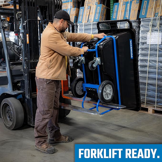 Tilt Truck, 1/2 Cu. Yd. Capacity Dump Cart with Non-Marking 12” Wheels & 5” Casters & Forklift-able Frame for Jobsites, 850 lbs, Trash Cart with Wheels DUC12T-F-NM