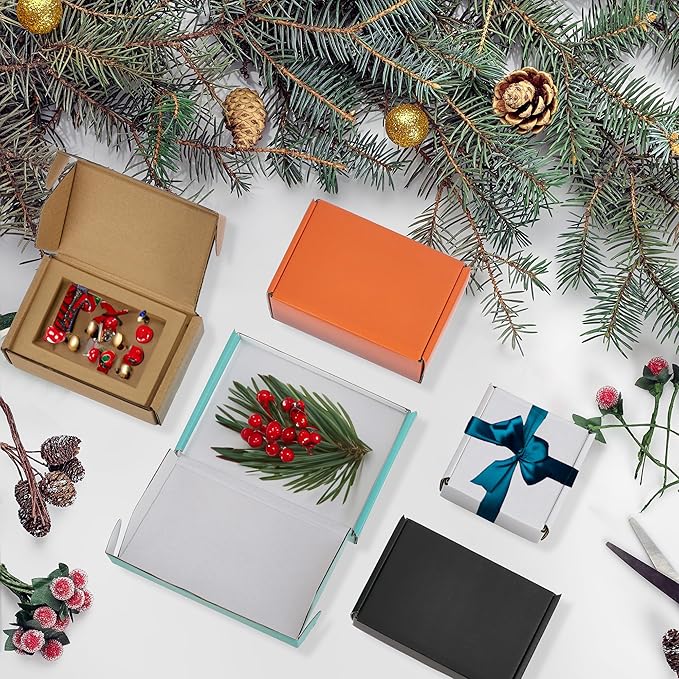 100 Pack 6x4x2 inches Shipping Boxes Orange, Corrugated Small Cardboard Boxes for Mailing Packing