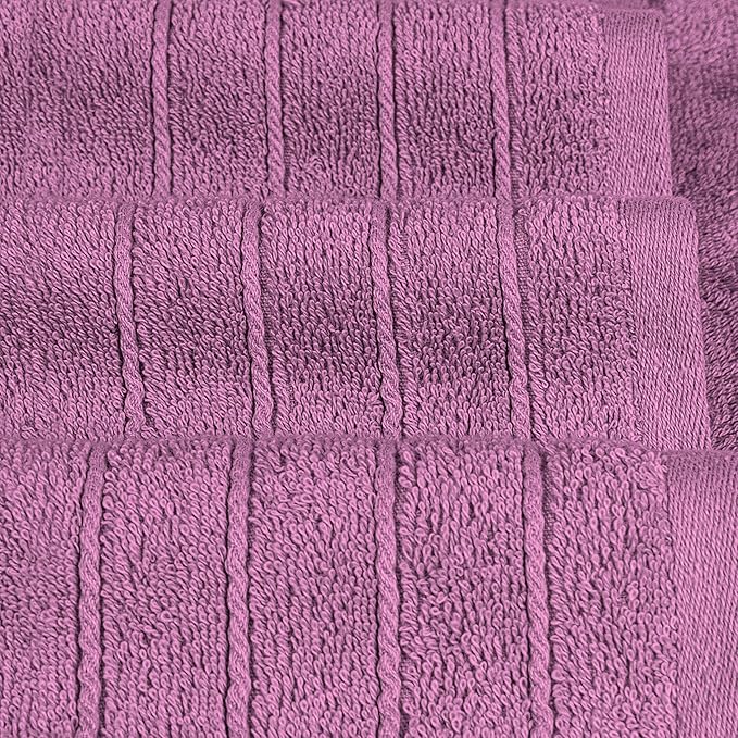 Tens Towels Pack of 8 Towels Set, 2 Extra Large Bath, 2 Hand, 4 Washcloths, 100% Cotton, Lighter Weight, Quicker to Dry, Super Absorbent, Perfect for Bathroom, Purple