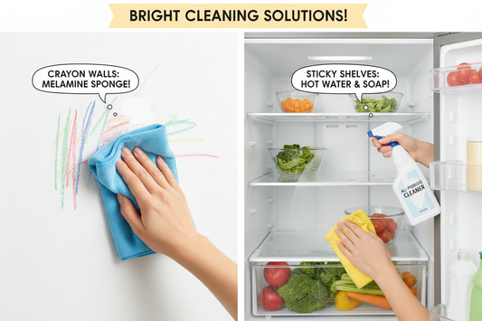 tip#) Removing Crayon Marks from Walls & Cleaning Sticky Refrigerator Shelves