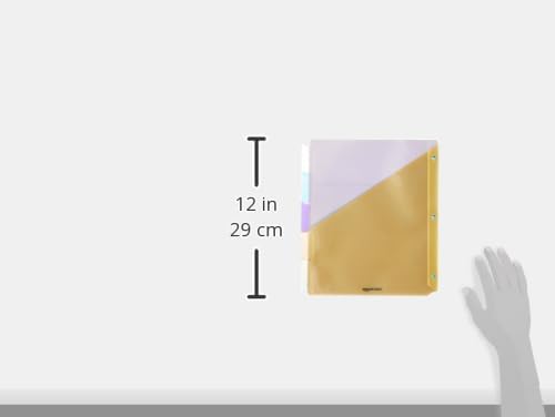 Amazon Basics Tab Dividers for 3 Ring Binder, Two Pocket, Letter Size, Assorted Colors, 15 Count