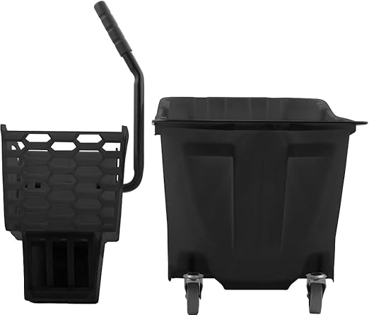 Carlisle FoodService Products Omnifit Mop Bucket with Side Press Wringer for Floor Cleaning, Kitchens, Restaurants, Office, And Janitorial Use, Polypropylene (Pp), 35 Quarts, Black